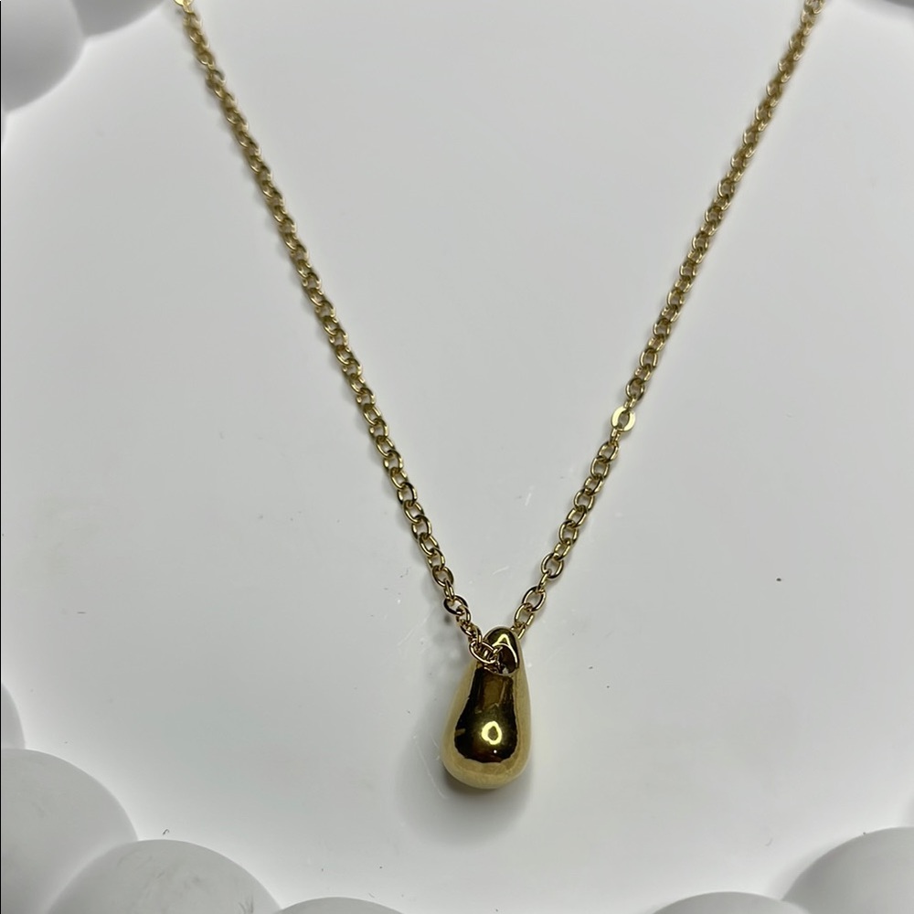 You Make Me Sad Gold plated Teardrop Pendant Necklace.